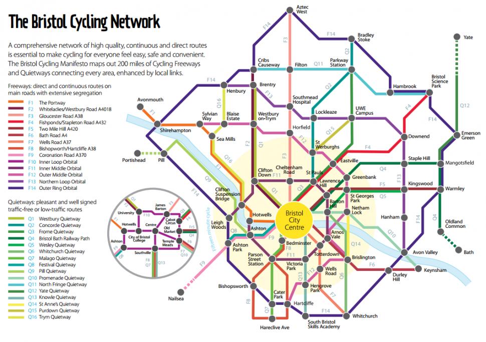 Bristol Plans Dutch Style Network Of Bike Routes Across City Road Cc   Bristol Cycling Campaign's 'Tube Map' Of Proposed Routes 